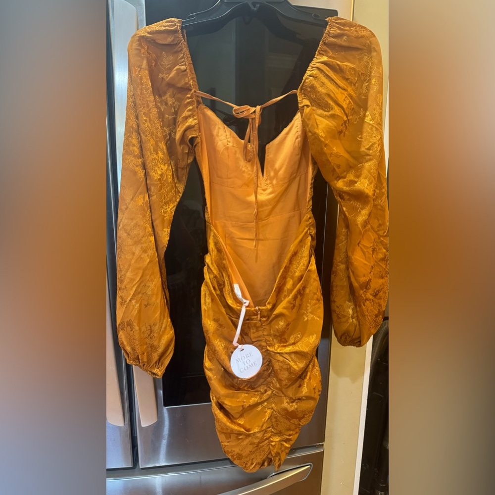 Revolve More to come Briget Ruched Backless Dress in Burnt Orange XS NWT - Picture 5 of 5